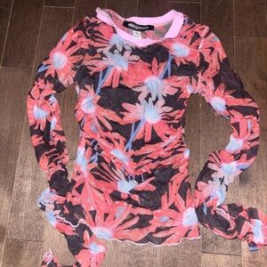 Urban Outfitters Pink and Blue Floral Long Sleeve Top